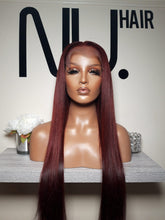 Load image into Gallery viewer, Dark red closure wig