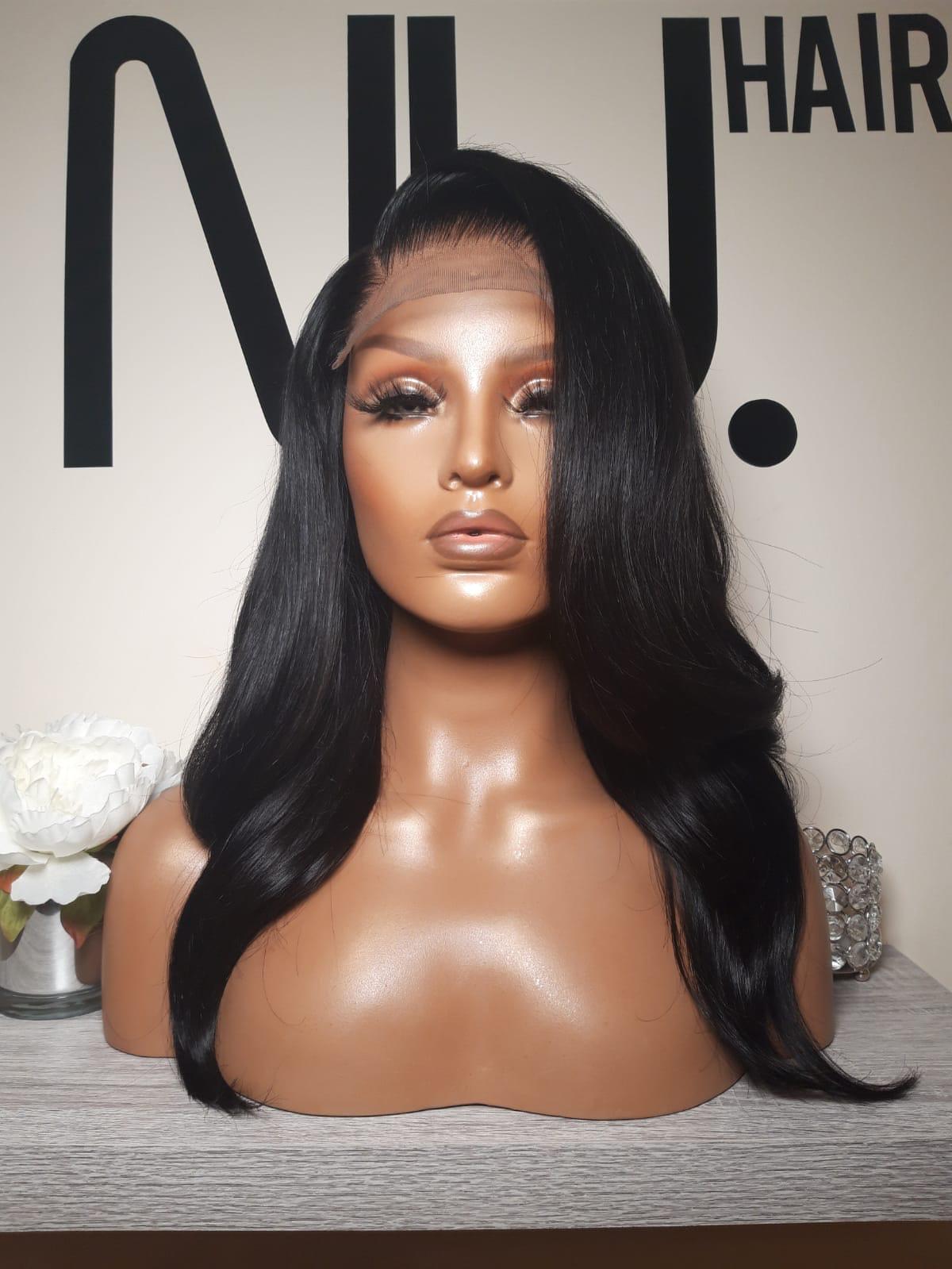 Black Layered Beauty Wig Straight Hair With Layers Shoulder Length Glueless Wig Human  main image 4